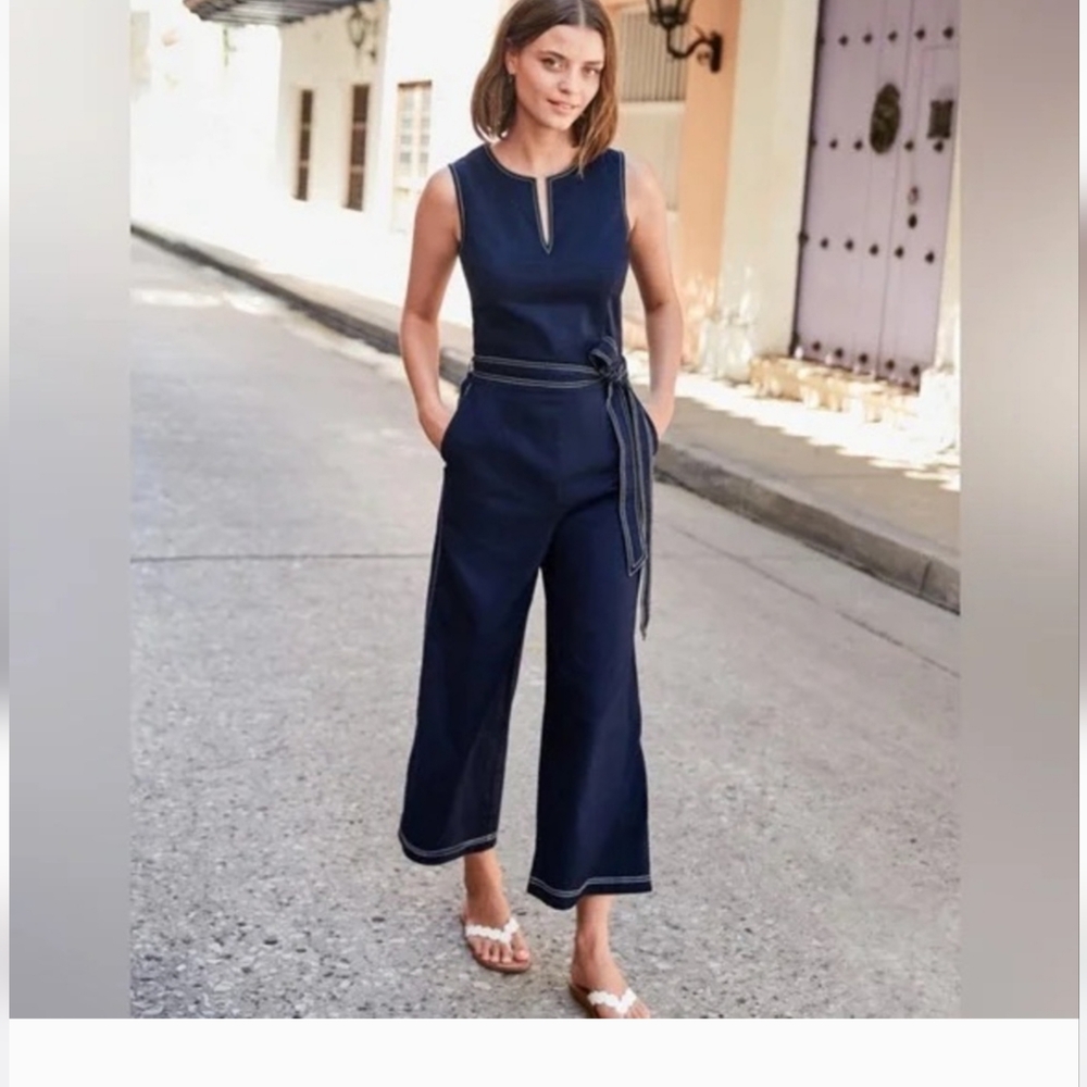 "NEW" Boden Dark Blue Belted Jumpsuit